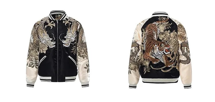 Embroidery - Reversible Yokosuka Style Jacket "Zennyo Ryūō and Tora"