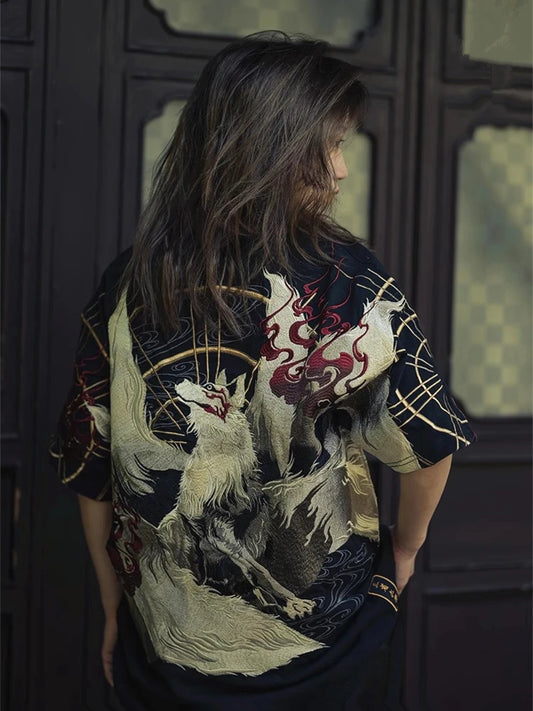 Embroidery - Yokosuka Style T-Shirt "Nine Tailed Fox"