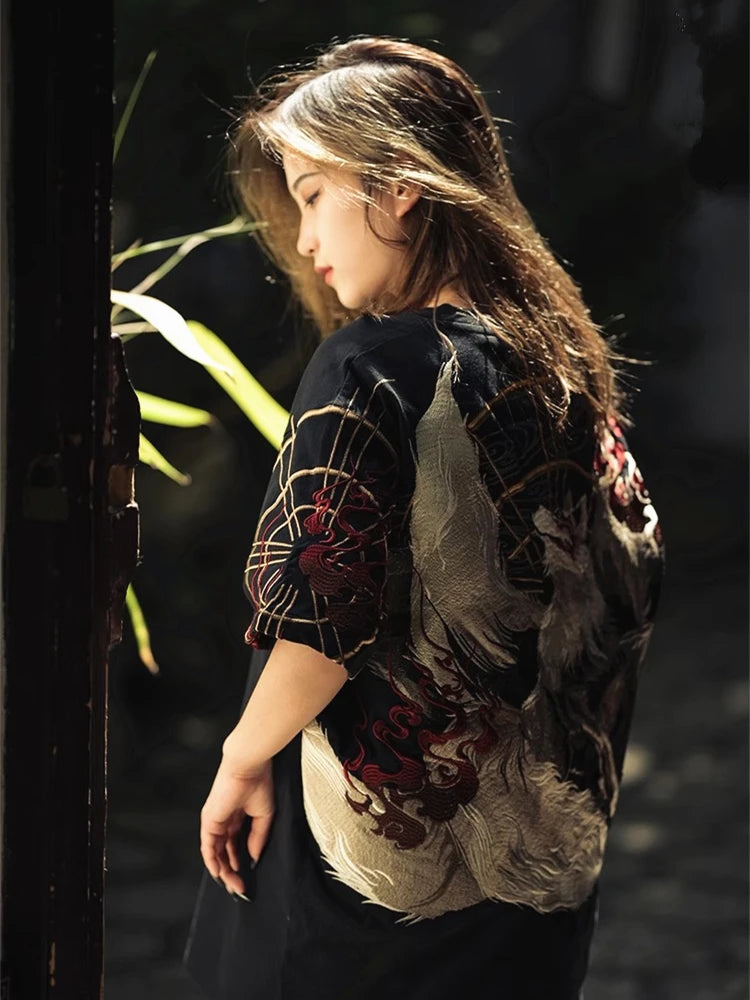 Embroidery - Yokosuka Style T-Shirt "Nine Tailed Fox"