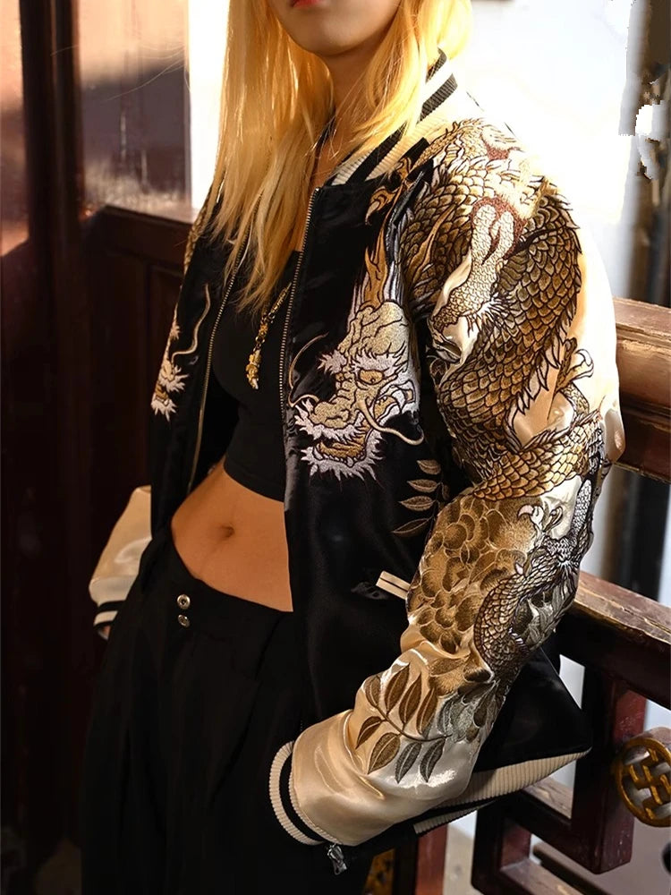 Embroidery - Reversible Yokosuka Style Jacket "Zennyo Ryūō and Tora"