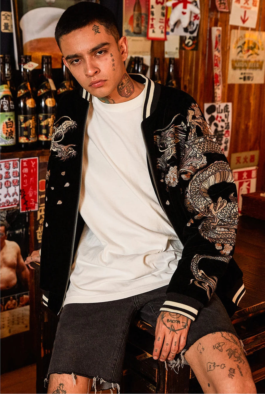 Embroidery - Velour Sukajan Jacket "Watatsumi"