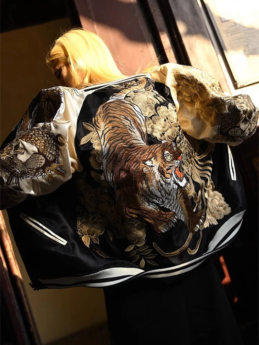 Embroidery - Reversible Yokosuka Style Jacket "Zennyo Ryūō and Tora"