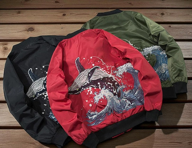 Embroidery - Yokosuka Style Bomber Jacket "The Whale"